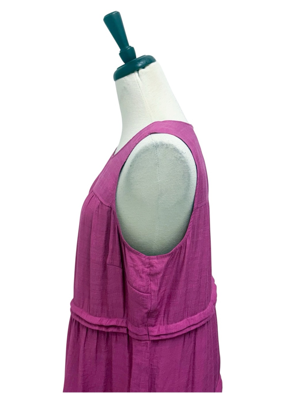 J Jill Raspberry Crush Sleeveless Pintuck Tiered A Line Relaxed Midi Dress Large - Picture 4 of 10